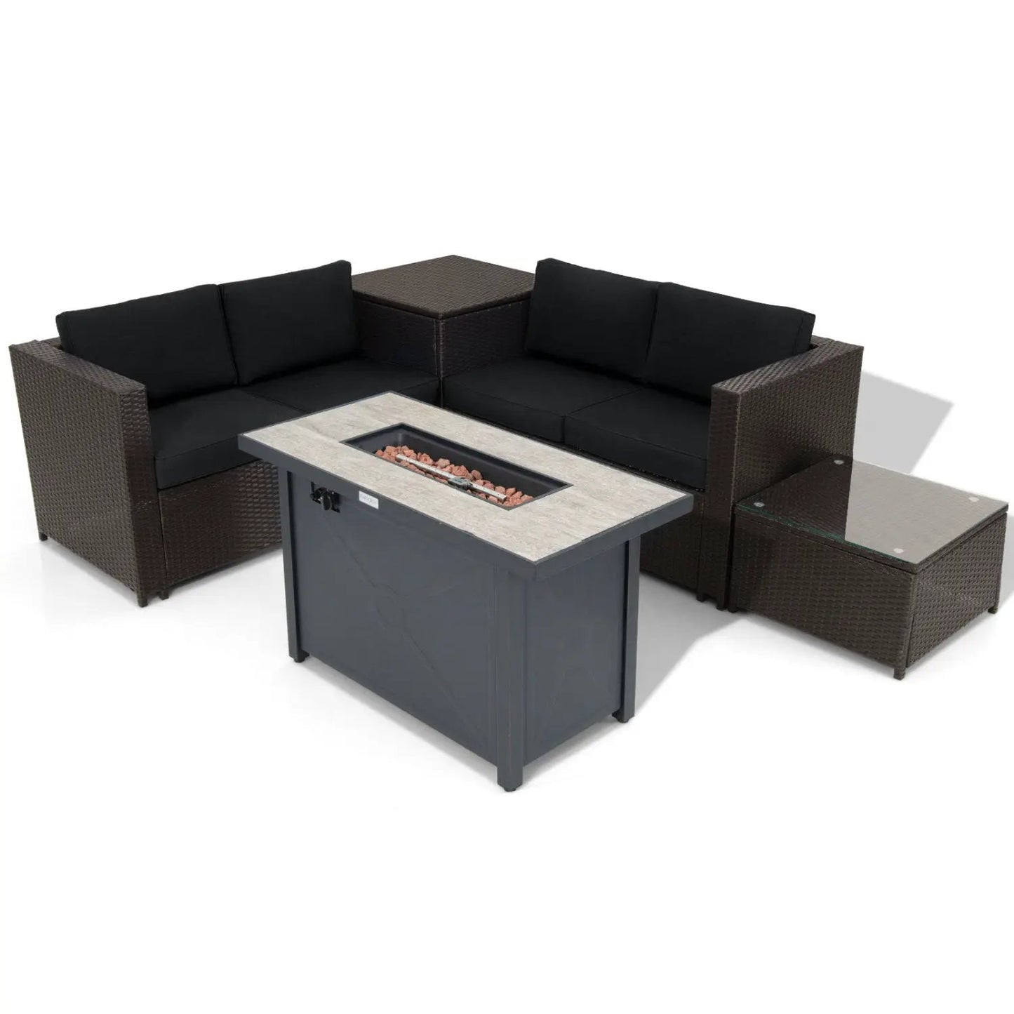 5 Piece Patio Set with Propane Fire Pit Table