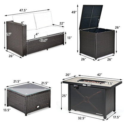 5 Piece Patio Set with Propane Fire Pit Table