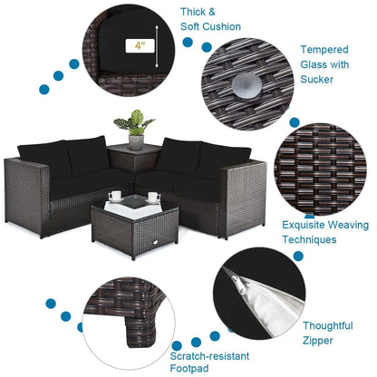 5 Piece Patio Set with Propane Fire Pit Table