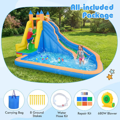 Inflatable Water Slide Curved Slide and Blower