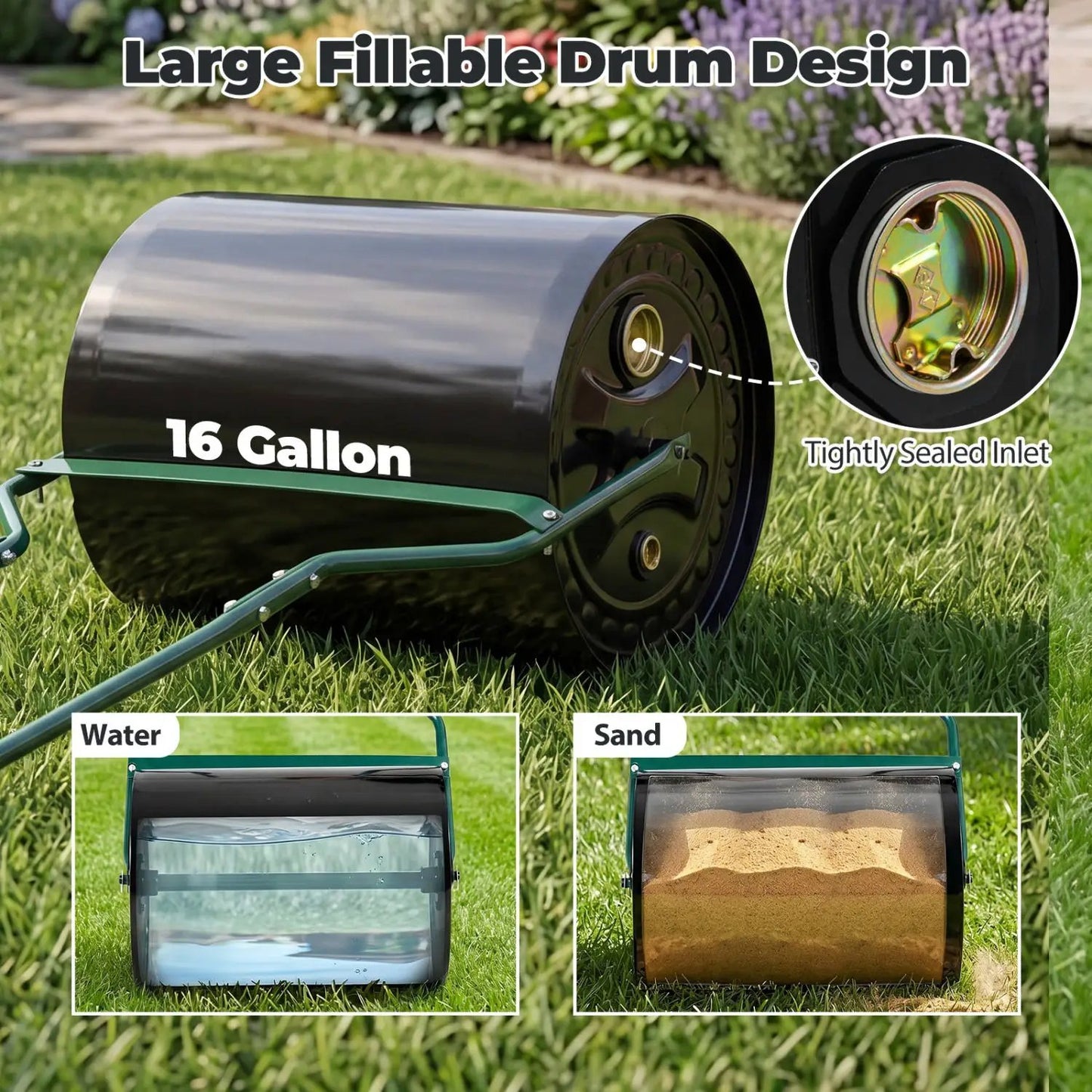 16 Gallon Lawn Roller Water Filled Garden Drum