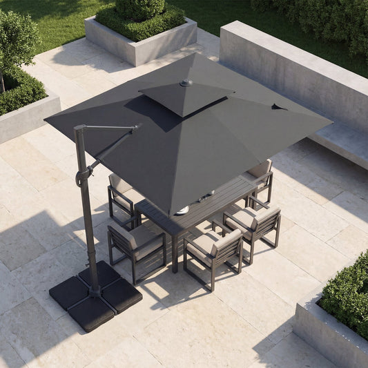 10 ft cantilever patio umbrella with 220 lb base, charcoal gray DirectDeals on Tampa Home & Garden Store
