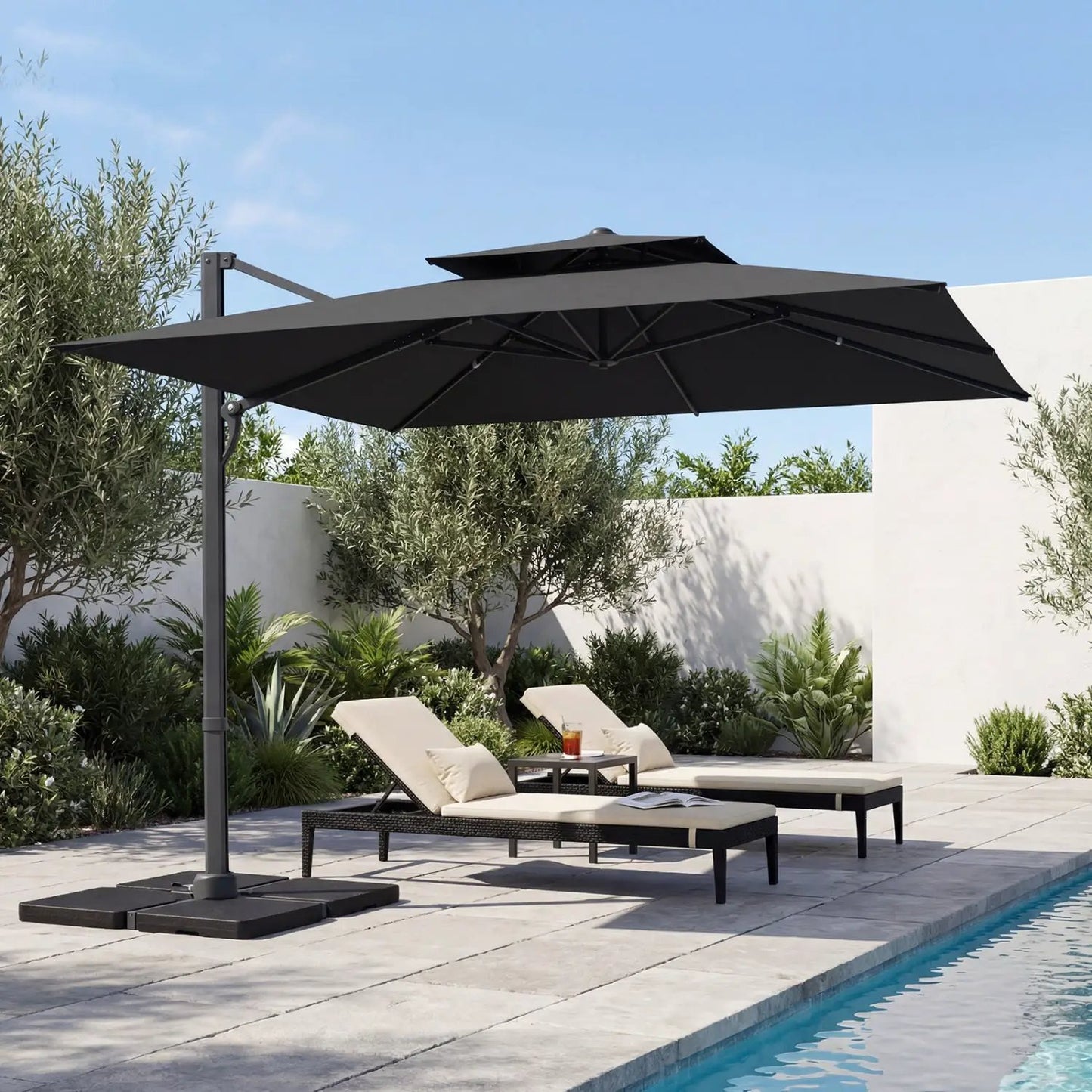 Cantilever Patio Umbrella 10 ft with 220 Lbs Base