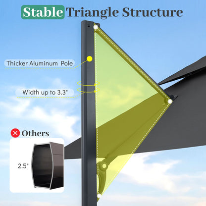 Cantilever Patio Umbrella 10 ft with 220 Lbs Base
