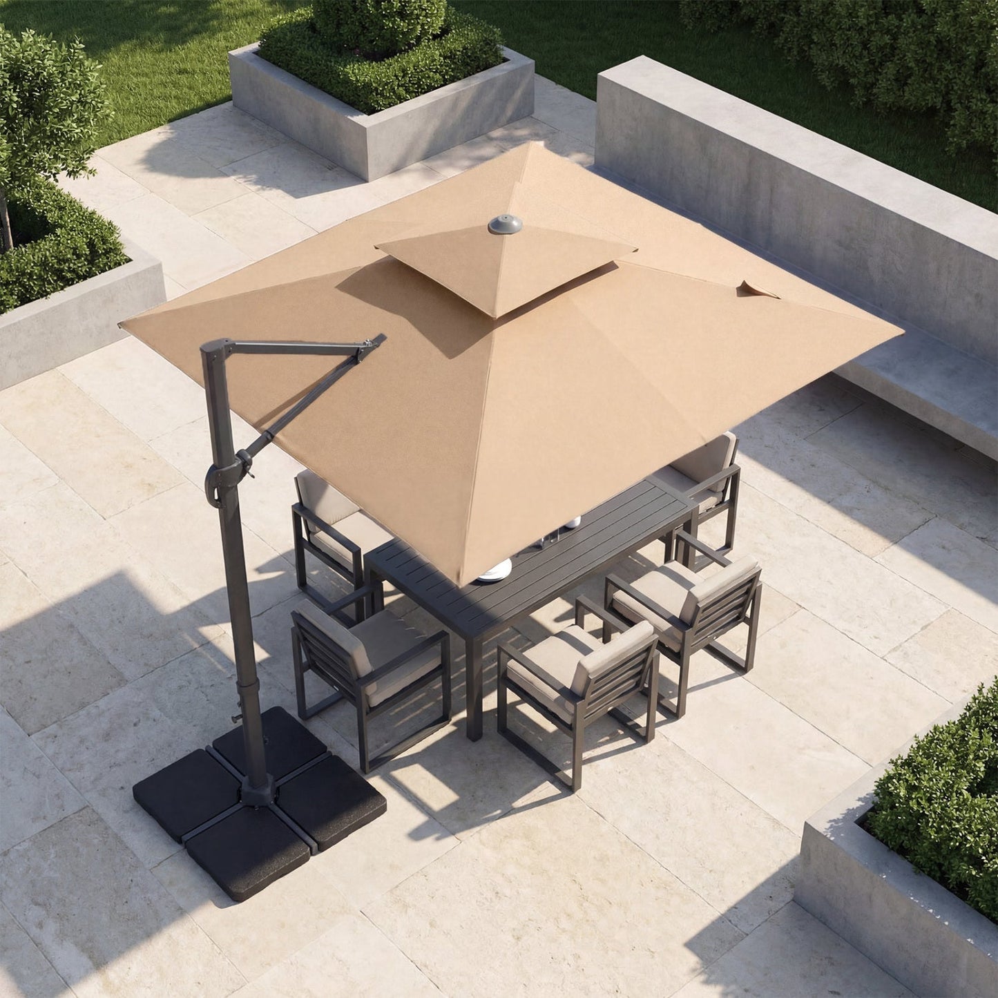 Cantilever Patio Umbrella 10 ft with 220 Lbs Base