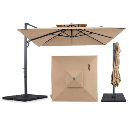 Cantilever Patio Umbrella 10 ft with 220 Lbs Base