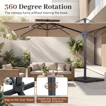 Cantilever Patio Umbrella 10 ft with 220 Lbs Base