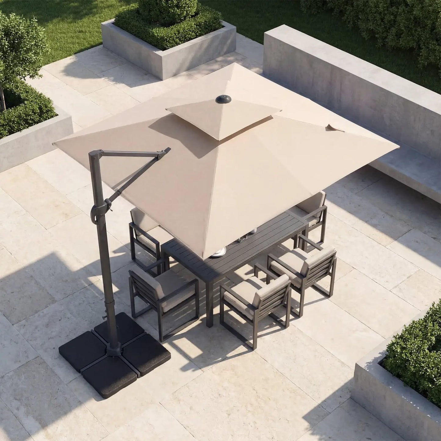 Cantilever Patio Umbrella 10 ft with 220 Lbs Base