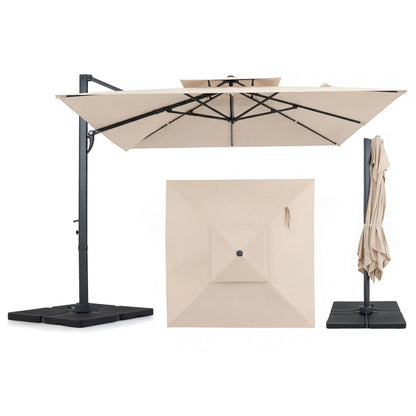 Cantilever Patio Umbrella 10 ft with 220 Lbs Base