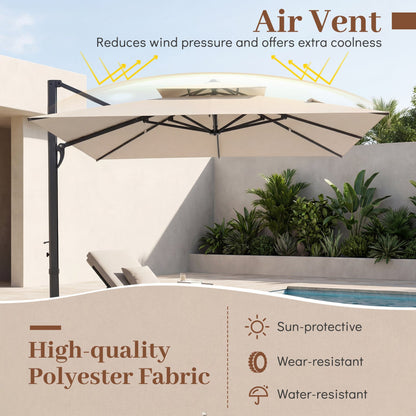 Cantilever Patio Umbrella 10 ft with 220 Lbs Base