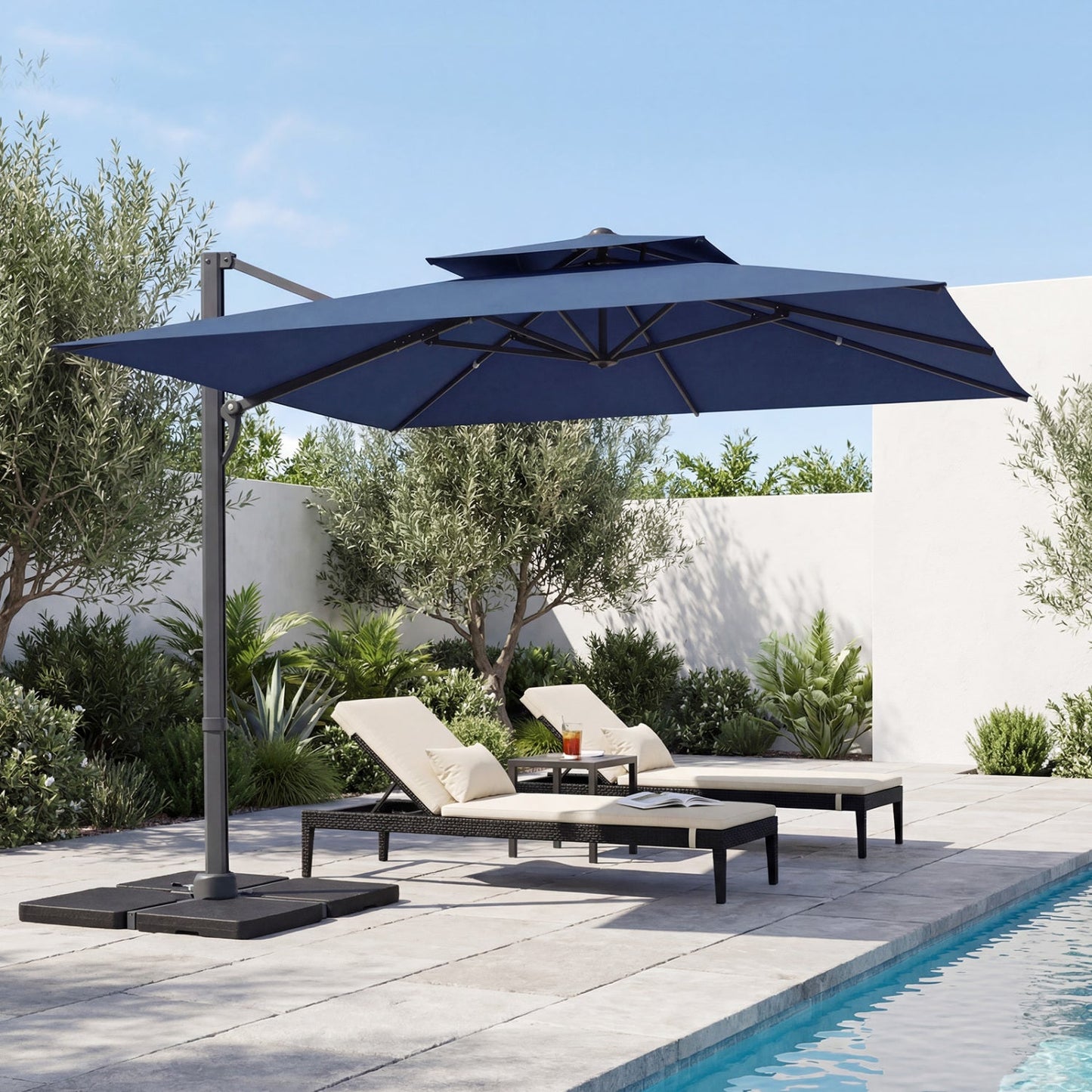 Cantilever Patio Umbrella 10 ft with 220 Lbs Base