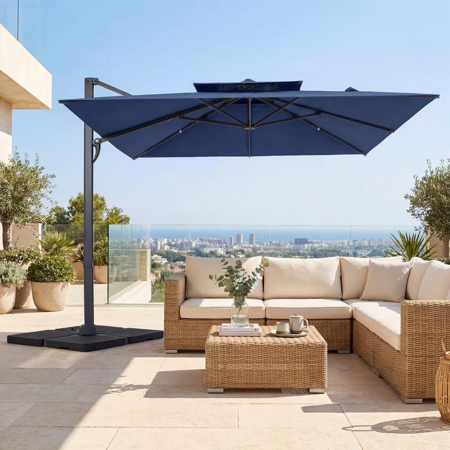 Cantilever Patio Umbrella 10 ft with 220 Lbs Base