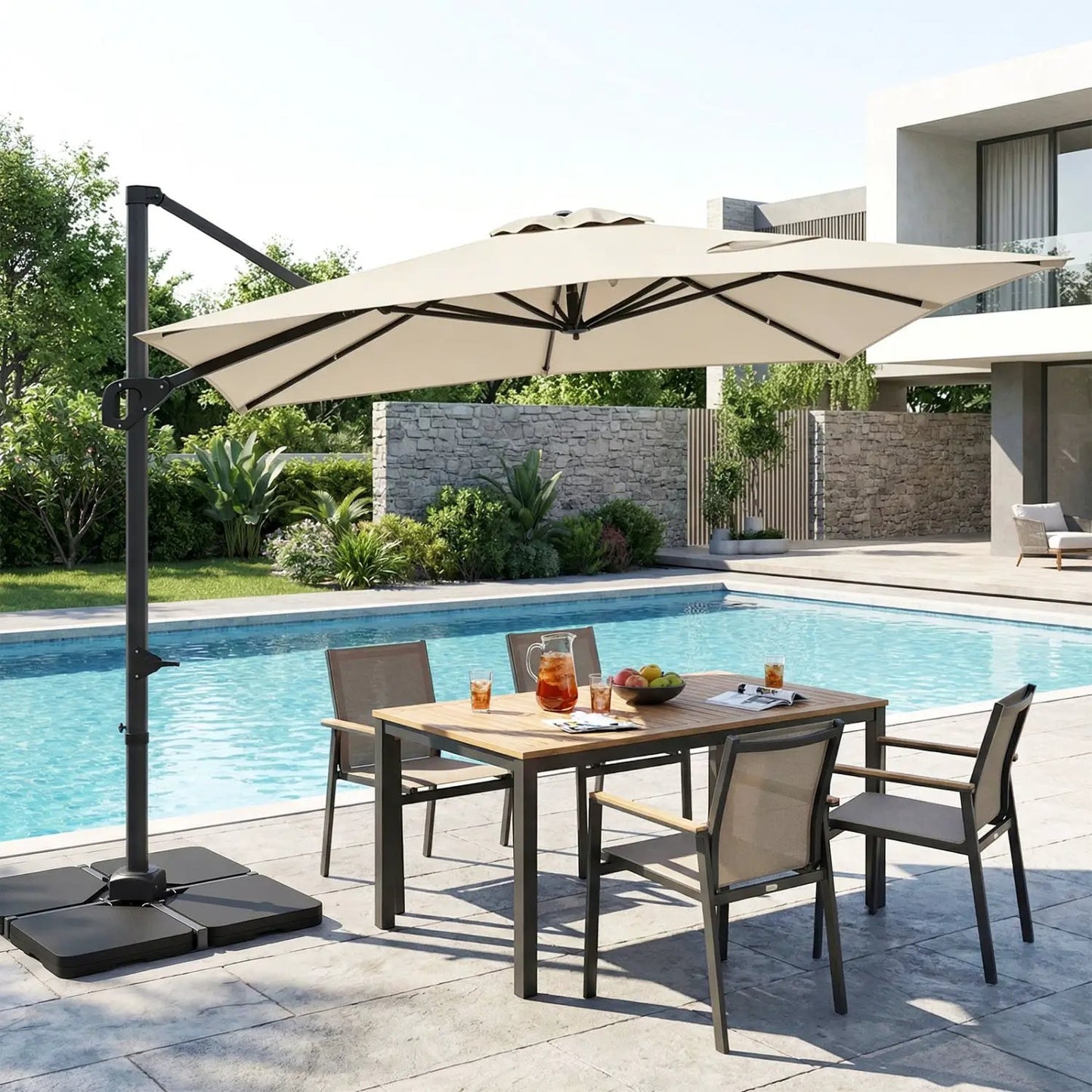 Offset Hanging Patio Umbrella 11x9 Ft Base