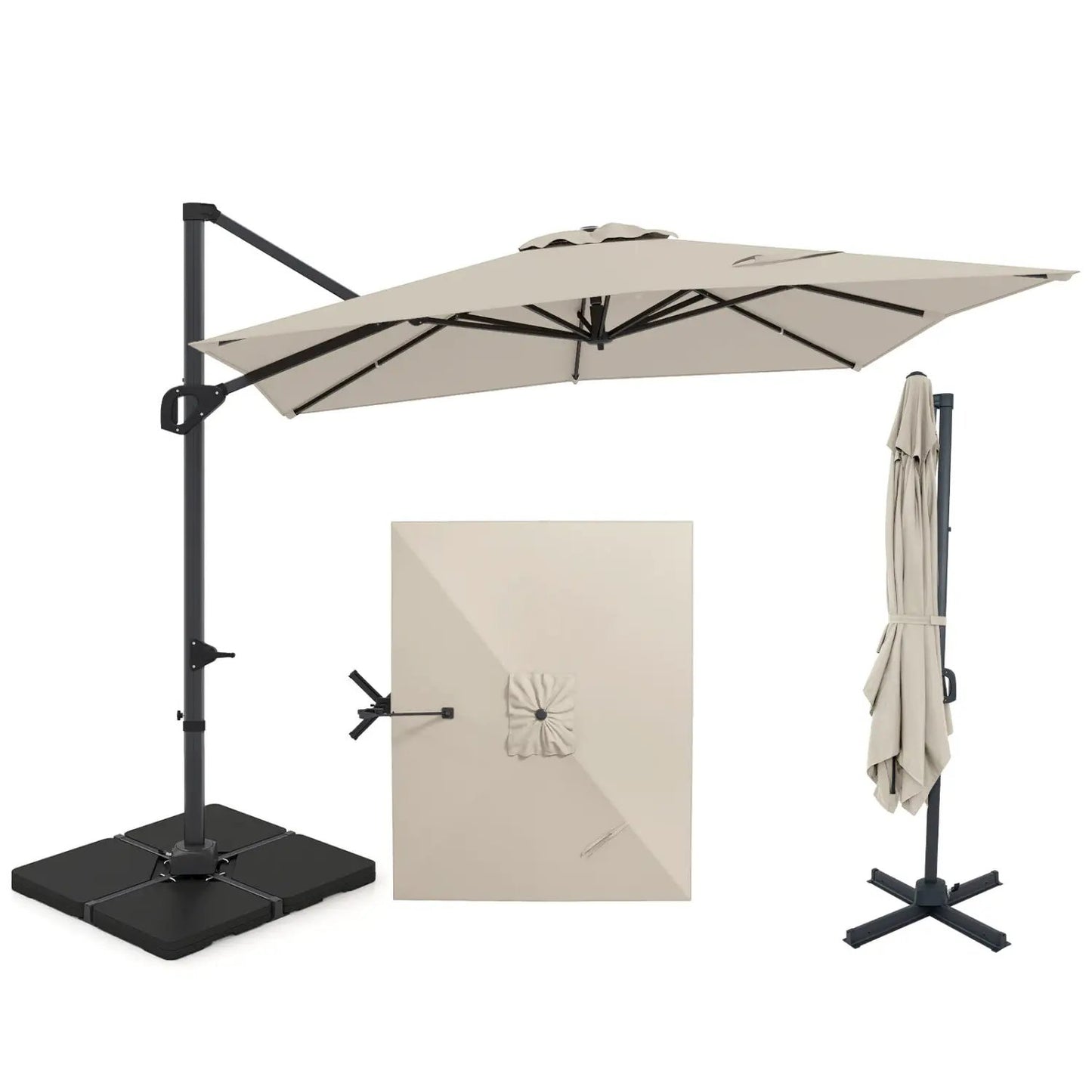 Offset Hanging Patio Umbrella 11x9 Ft Base