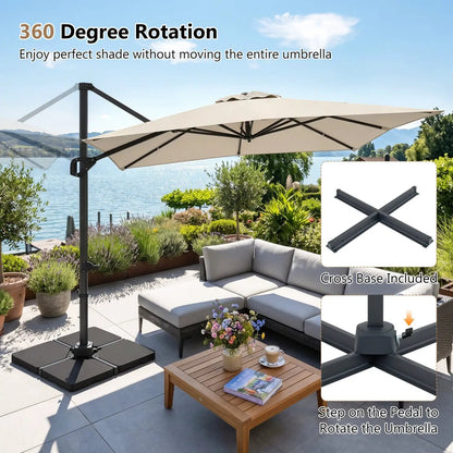 Offset Hanging Patio Umbrella 11x9 Ft Base