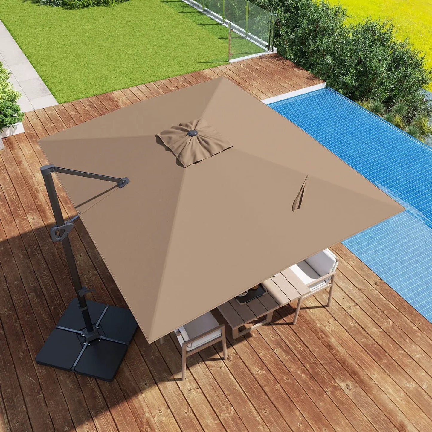 Offset Hanging Patio Umbrella 11x9 Ft Base