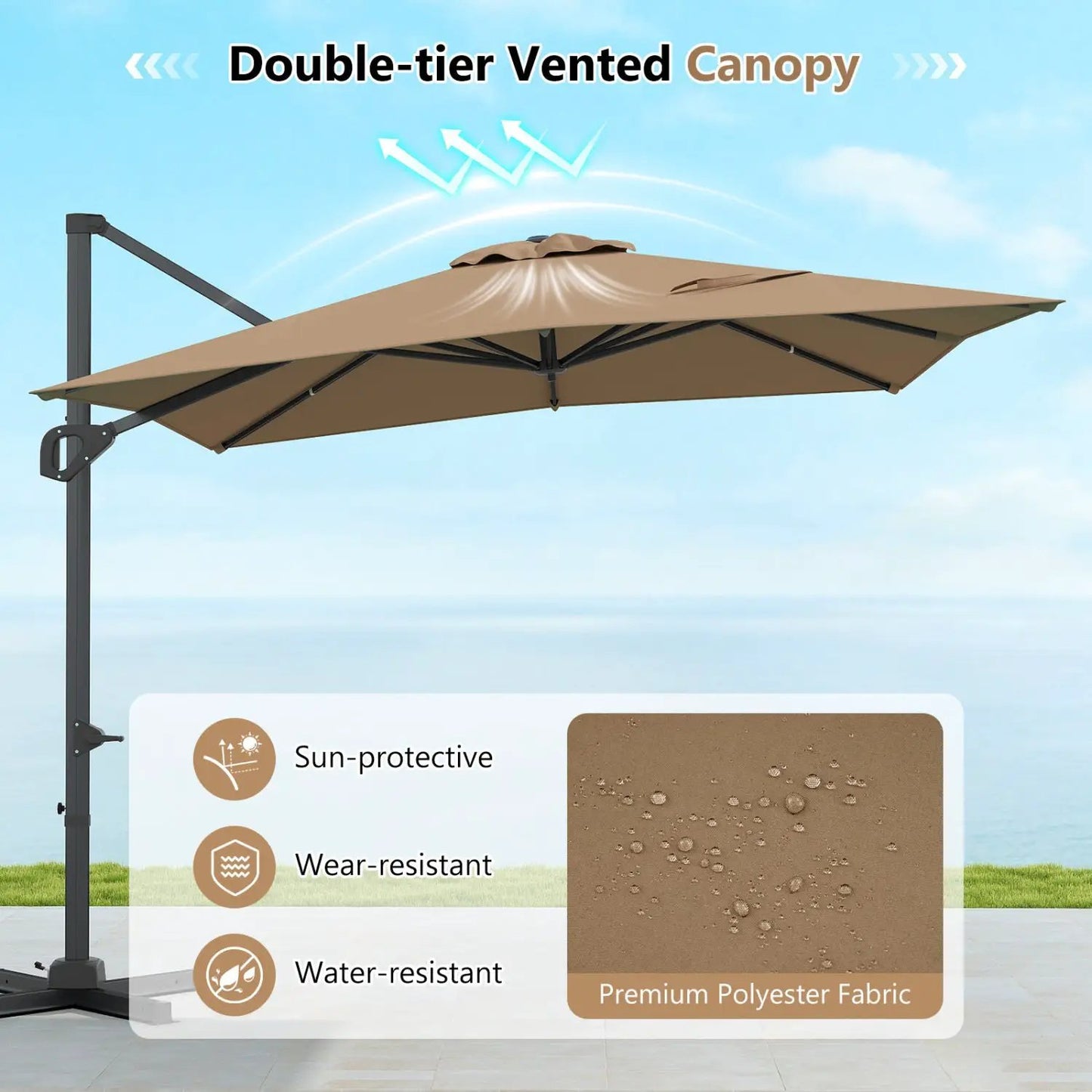 Offset Hanging Patio Umbrella 11x9 Ft Base