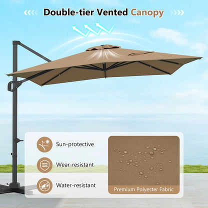 Offset Hanging Patio Umbrella 11x9 Ft Base