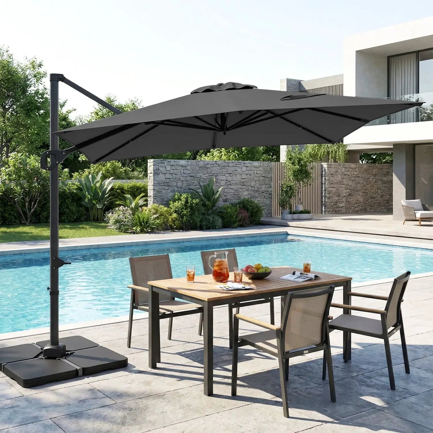 Offset Hanging Patio Umbrella 11x9 Ft Base