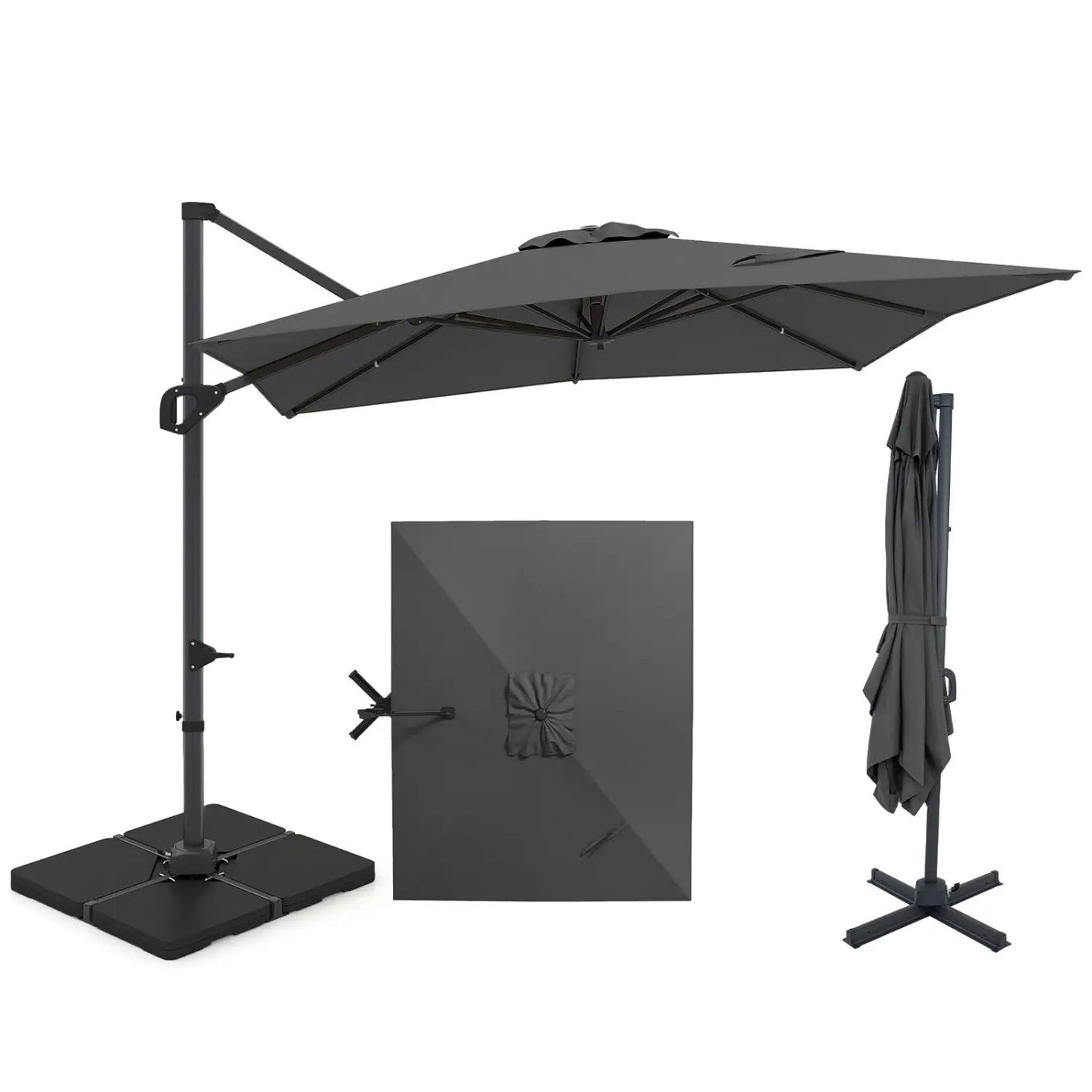 Offset Hanging Patio Umbrella 11x9 Ft Base