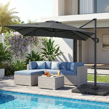 Offset Hanging Patio Umbrella 11x9 Ft Base