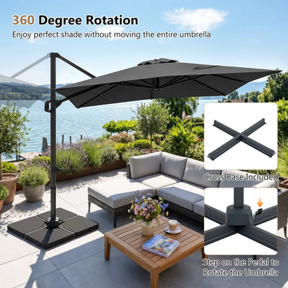 Offset Hanging Patio Umbrella 11x9 Ft Base