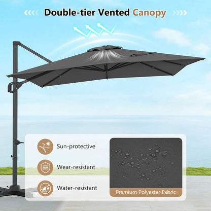 Offset Hanging Patio Umbrella 11x9 Ft Base