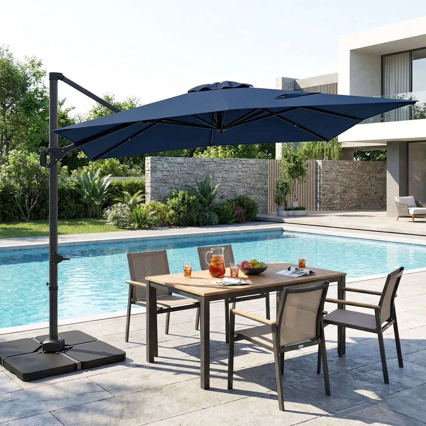 Offset Hanging Patio Umbrella 11x9 Ft Base