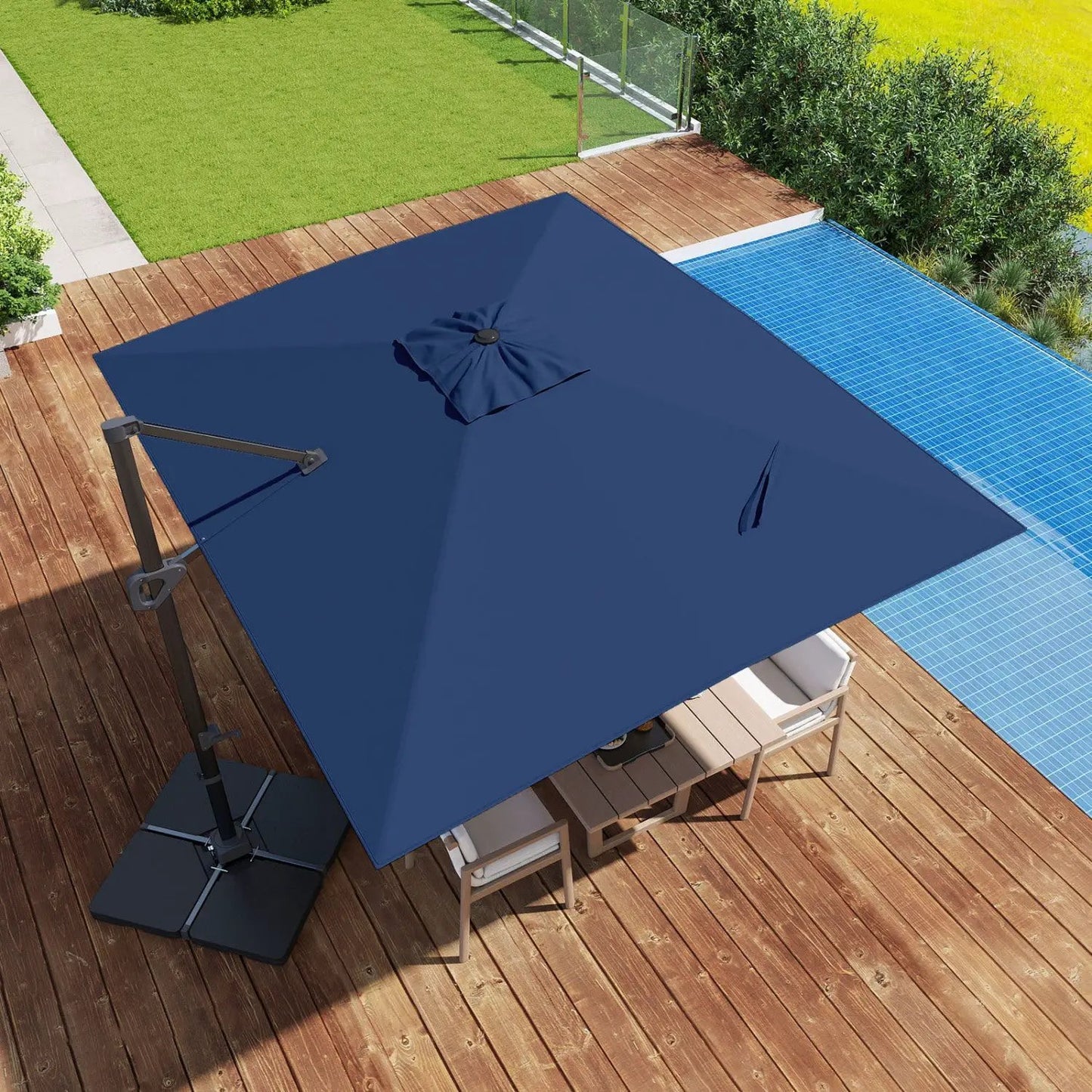 Offset Hanging Patio Umbrella 11x9 Ft Base