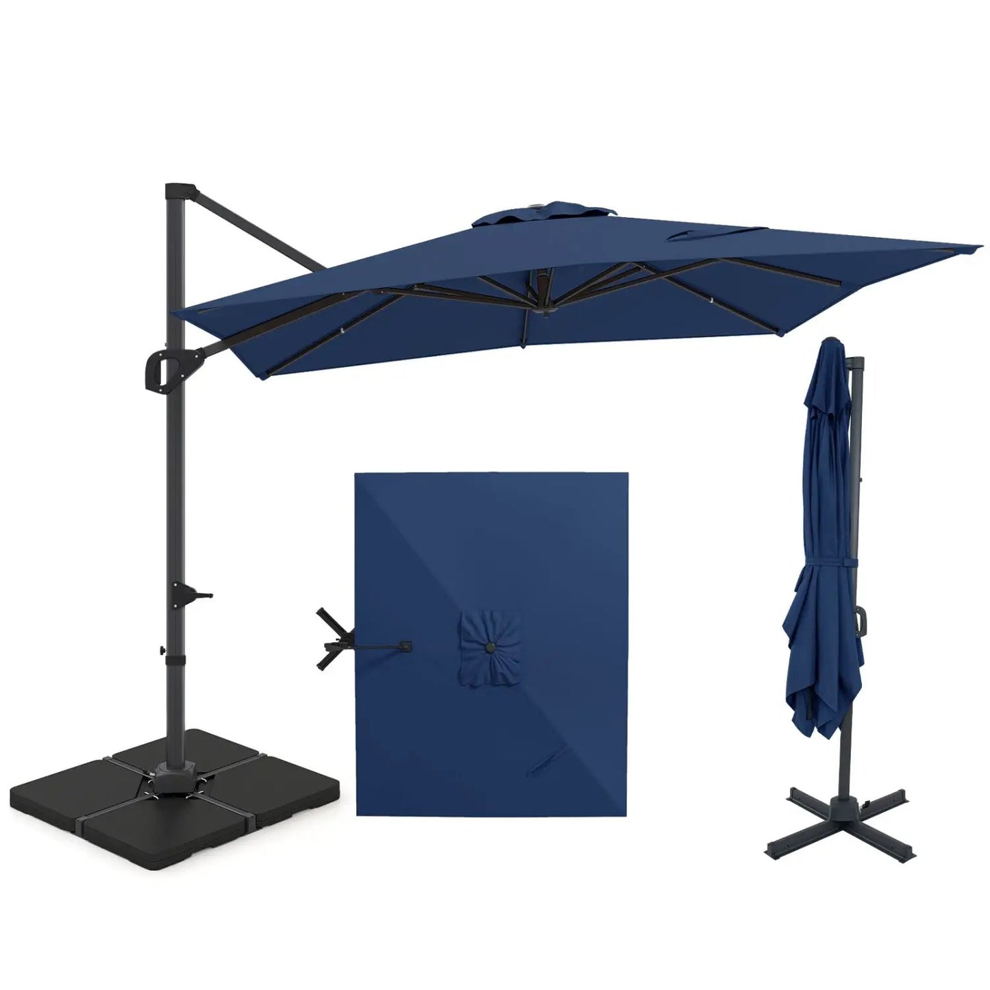 Offset Hanging Patio Umbrella 11x9 Ft Base