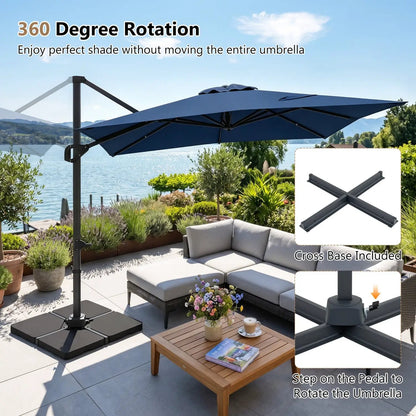 Offset Hanging Patio Umbrella 11x9 Ft Base