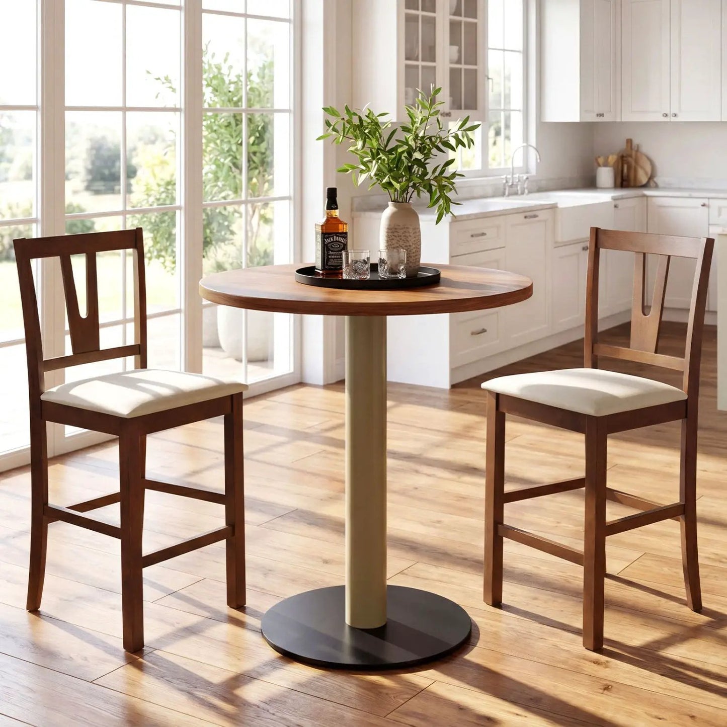 Counter Height Bar Stools With V-Back Set of 2