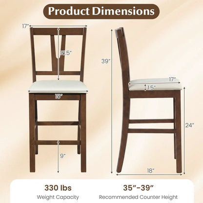 Counter Height Bar Stools With V-Back Set of 2
