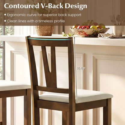 Counter Height Bar Stools With V-Back Set of 2