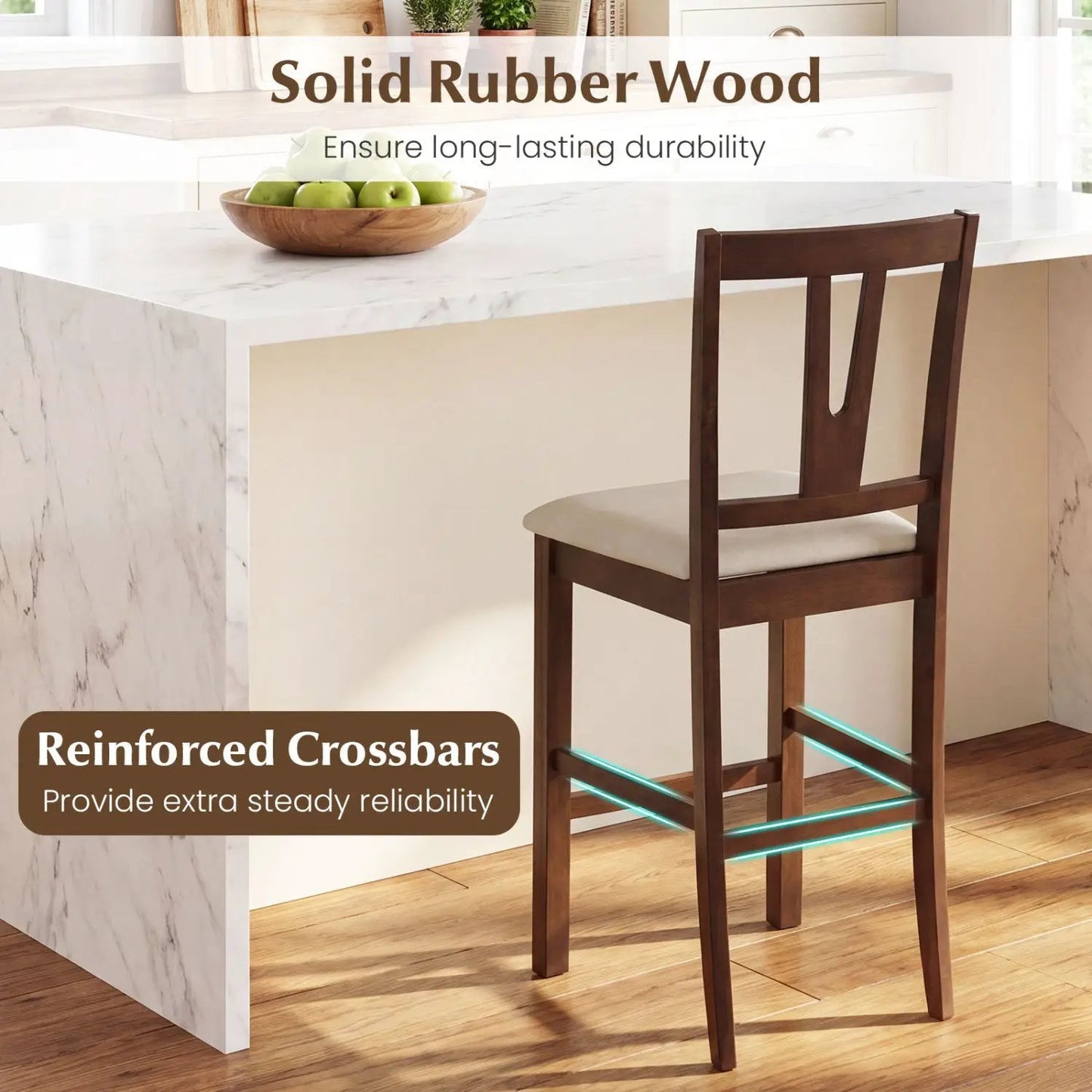 Counter Height Bar Stools With V-Back Set of 2