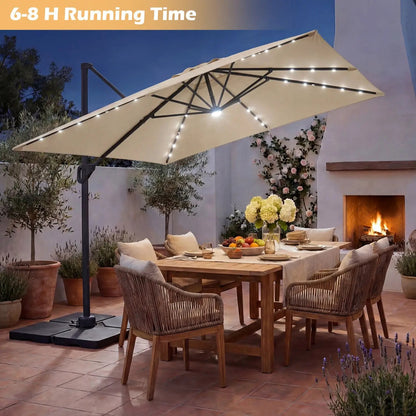 Cantilever Patio Umbrella Solar LED Lights Base