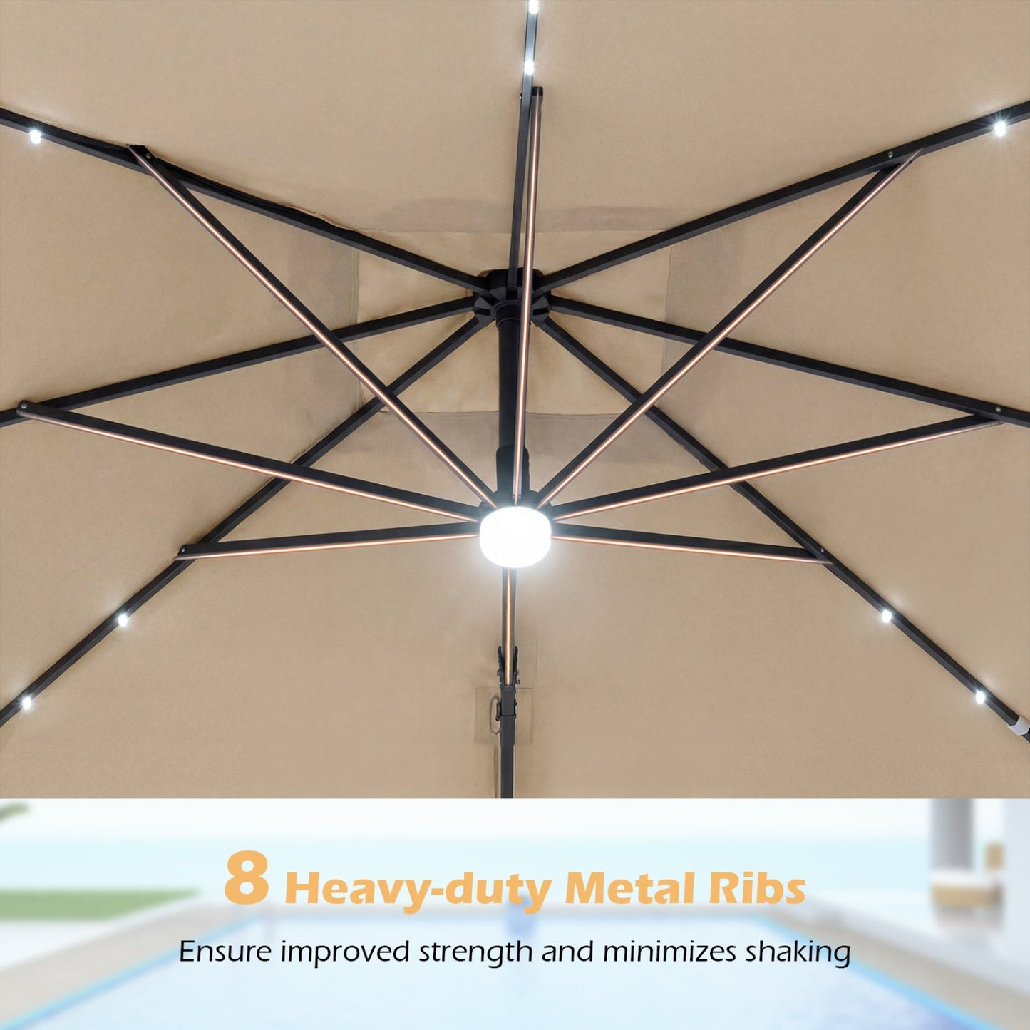Cantilever Patio Umbrella Solar LED Lights Base