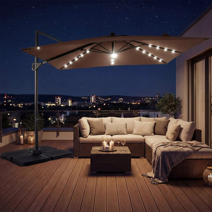 Cantilever Patio Umbrella Solar LED Lights Base
