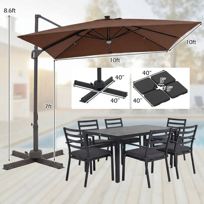 Cantilever Patio Umbrella Solar LED Lights Base