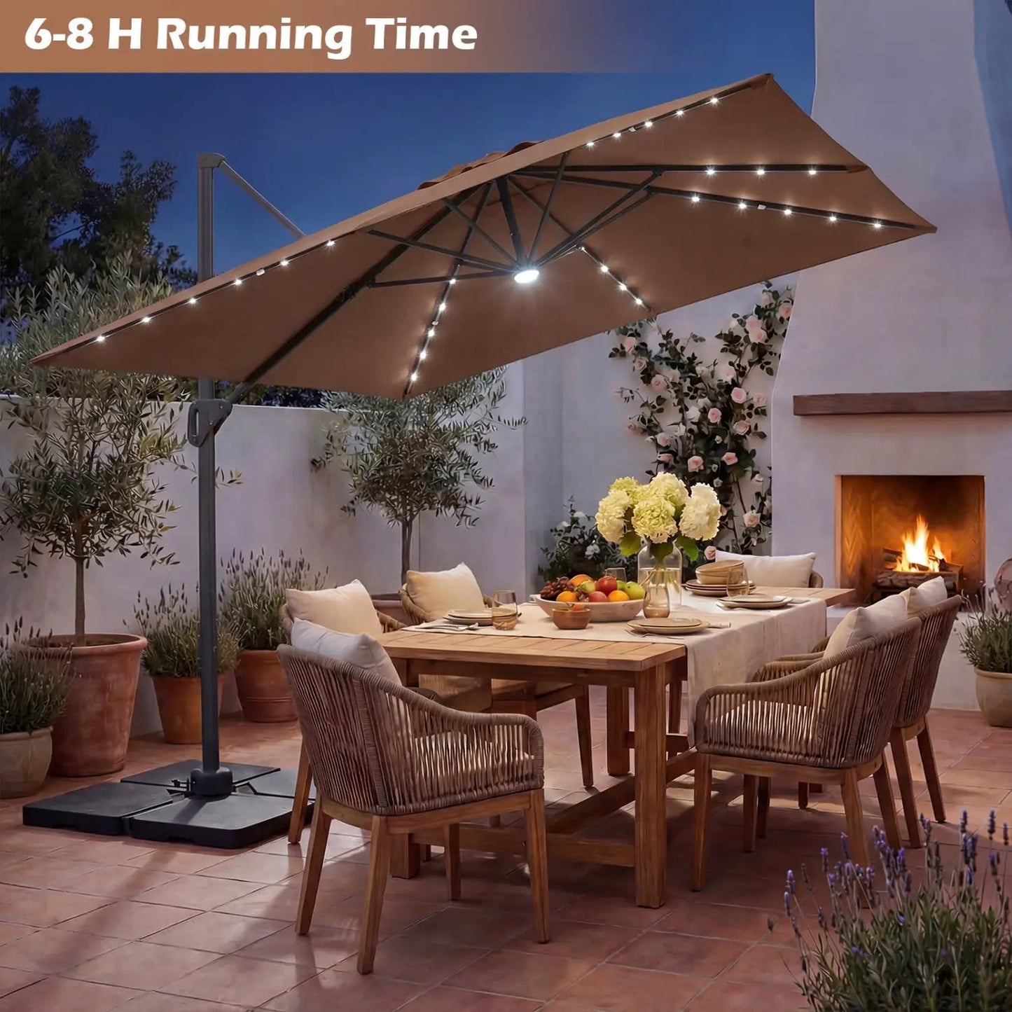 Cantilever Patio Umbrella Solar LED Lights Base