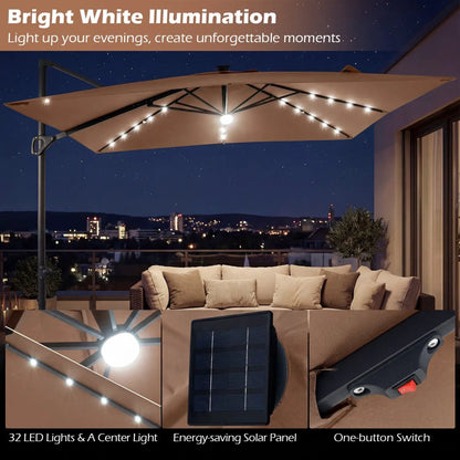 Cantilever Patio Umbrella Solar LED Lights Base