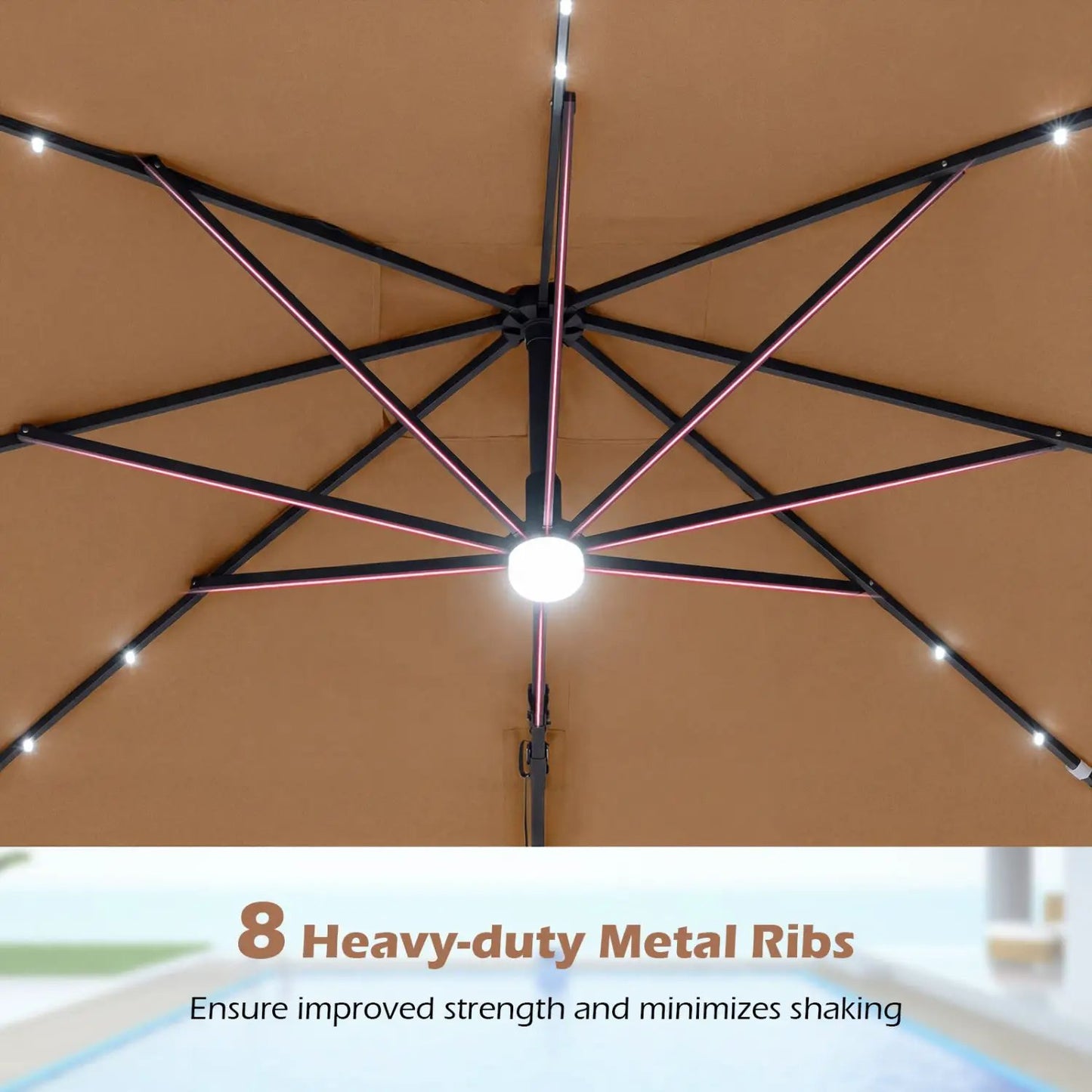 Cantilever Patio Umbrella Solar LED Lights Base