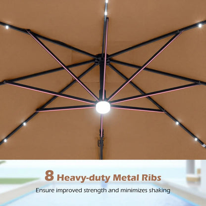 Cantilever Patio Umbrella Solar LED Lights Base