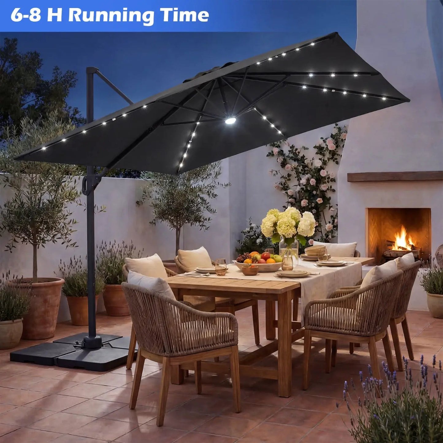 Cantilever Patio Umbrella Solar LED Lights Base