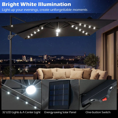 Cantilever Patio Umbrella Solar LED Lights Base
