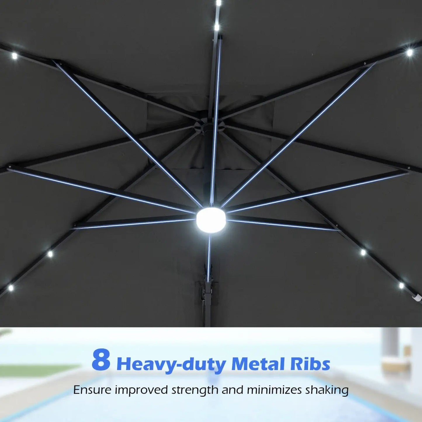 Cantilever Patio Umbrella Solar LED Lights Base