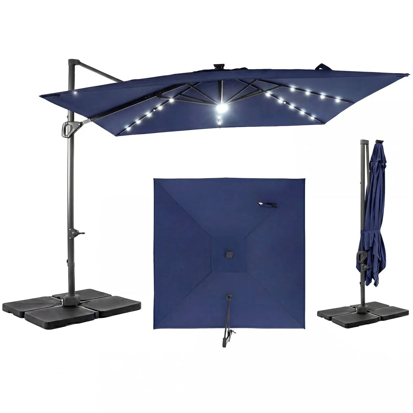Cantilever Patio Umbrella Solar LED Lights Base