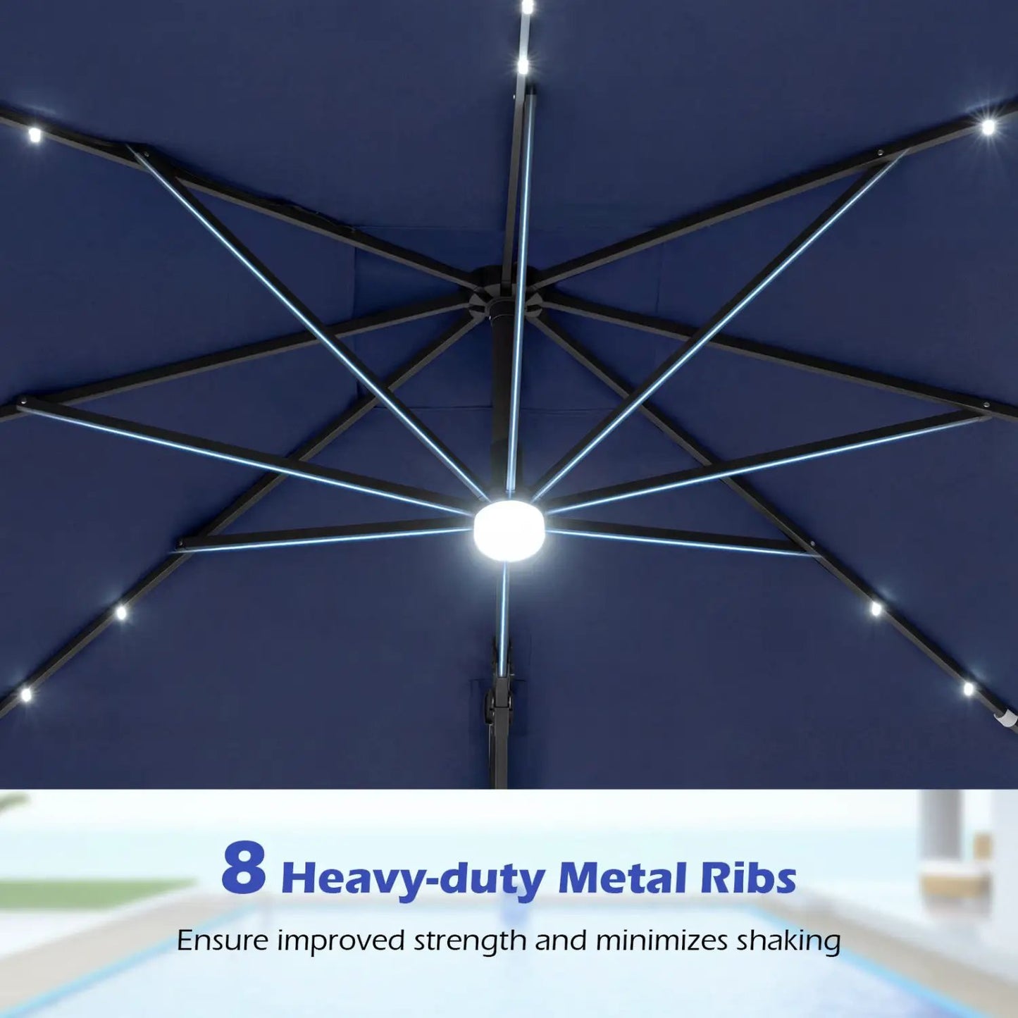 Cantilever Patio Umbrella Solar LED Lights Base