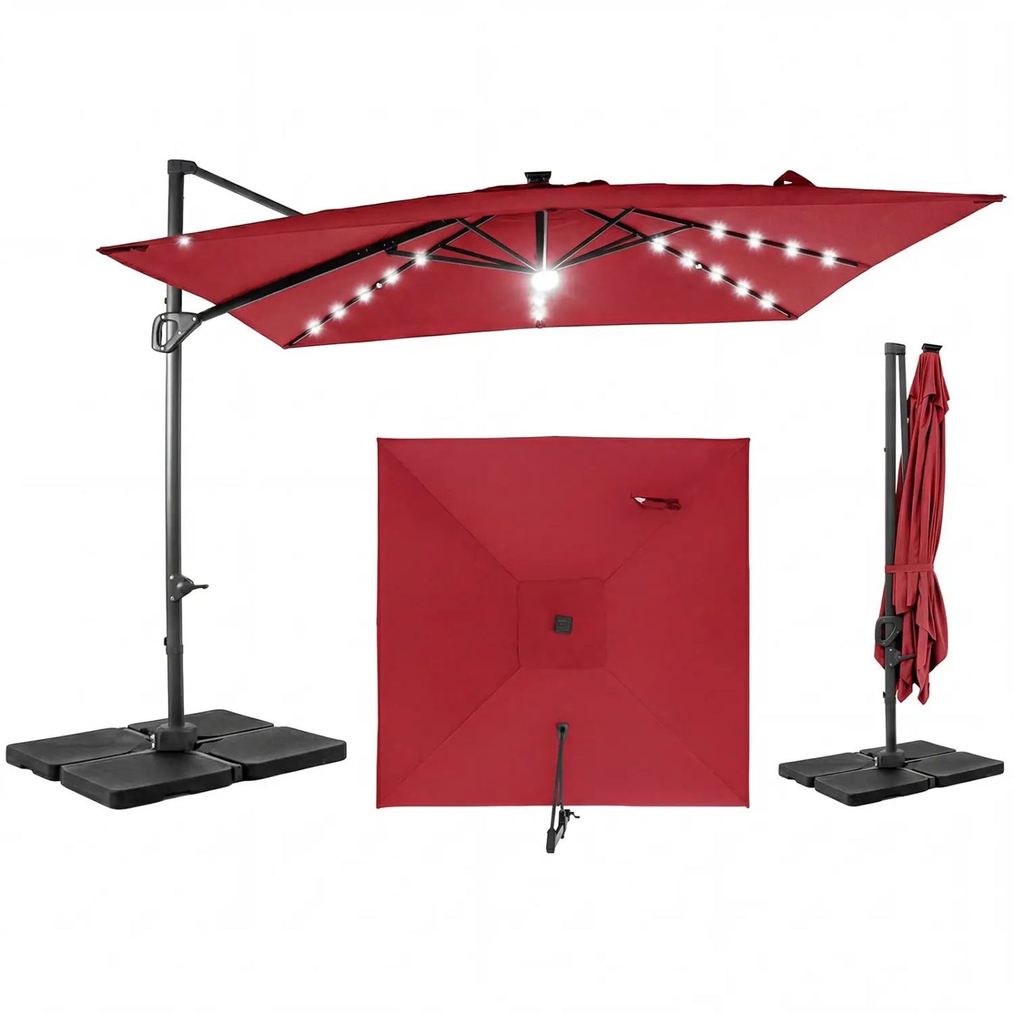 Cantilever Patio Umbrella Solar LED Lights Base