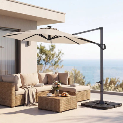 Cantilever Patio Umbrella with Solar LED Lights